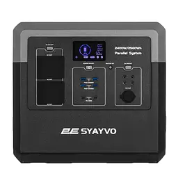 2E Портативна електростанція Syayvo 2400 Вт, 2560 Вт/год, WiFi/BT, паралельне підключення, швидка зарядка - мініатюра 6
