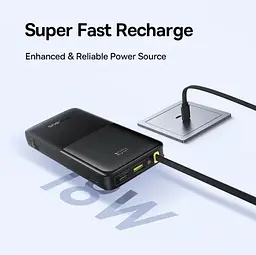 Зовнішній акумулятор із вбудованим кабелем Baseus Bipow 2 Digital Display Built-in USB-C Cable 10000mah - мініатюра 5