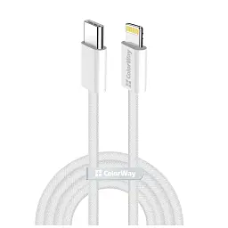 Дата кабель USB-C to Lightning 2.0m PD 27W braided gray ColorWay (CW-CBPDCL068-GR) - мініатюра 2