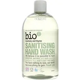 Органічне дезінфікуюче рідке мило Bio-D Sanitising Hand Wash Rosemary & Thyme з натуральним ефірним маслом розмарину і чебрецю 500 мл