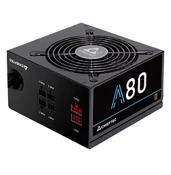 Блок живлення 550 Вт, Chieftec A80, чорний, напiвмодульний, 80+ Standart, Active PFC, 120 мм, 4xMolex/6xSATA/2x6+2-pin