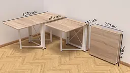 Стіл-книга трансформер Оріон 2 Ferrum-decor 750x1520x730 Білий метал ДСП Дуб Сонома 16 мм (FRD-104593) - мініатюра 6