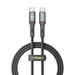 Кабель для заряджання та обміну даними USB Yoki YK-LE17 LED Series Type-C to Type-C 60W 3A/20V 1.2 m Black