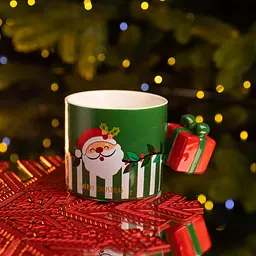 Чашка порцелянова Merry Christmas 400 мл зелений Yiwu FM-CS-49GR - мініатюра 2