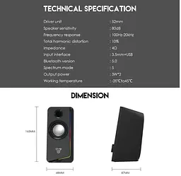 Компьютерные колонки Fantech GS 302 ALEGRO Bluetooth 6W Black - мініатюра 7