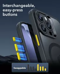 Чохол із захистом на камеру + захисне скло ESR Classic Hybrid Case (HaloLock) Set Frosted Black для iPhone 16 Pro (1A7780104) - мініатюра 6