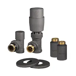 Дизайн крани радіаторні Ideale з термоголовкою 1/2”x1/2” ВЗ графіт кутові - мініатюра 3
