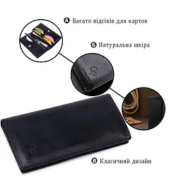 Вертикальне шкіряне портмоне унісекс Grande Pelle 11556 темно-синій - мініатюра 8