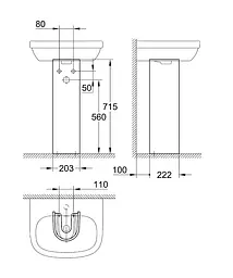 П'єдестал для раковини Grohe Euro Ceramic 39202000, Білий - мініатюра 2