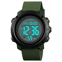 Наручний годинник чоловічий Skmei 1426 Army Green - White ABS, 1426AGWT (12286) - мініатюра 2