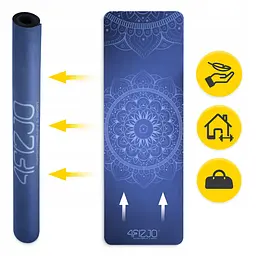 Килимок (мат) спортивний 4FIZJO замша 183 x 61 x 0.15 см для йоги та фітнесу Blue (P-5905973405713) - мініатюра 3