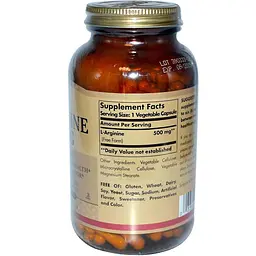 Аргінін Solgar L-Arginine 500 мг 250 вег капс - мініатюра 2