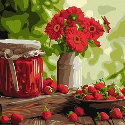 Набір для розпису по номерах Полуничне варення, Ideyka, 40x40 см, КНО5726