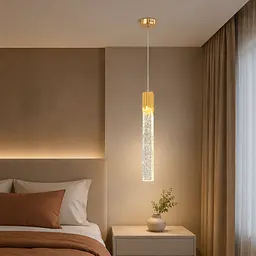 Поодинокий світлодіодний підвіс Artlight 2006/1GD з пухирцевим склом, матове золото, 5 Вт - мініатюра 2