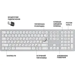 Клавіатура OfficePro бездротова біла (SK1550W) - мініатюра 6
