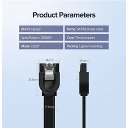 Кабель для передачі даних SATA 3 Data Cable 0.5m US217 Black Ugreen (30796) - мініатюра 10