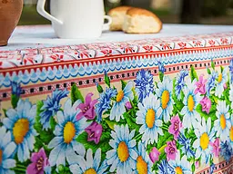 Скатертина Ecotton 150х200 см бавовняна з рогожки Ромашки 18825/1 в Українському стилі Орнамент (23647) - мініатюра 2