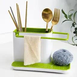 Універсальний органайзер для кухні на раковину 3 в 1 DAILY USE, для щіток, губок, мила та рушників - мініатюра 4