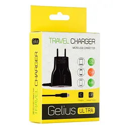 Мережевий зарядний пристрій Gelius Ultra Edition USB + XiaomicroUSB 1,5 A Black 1.2 m - мініатюра 3