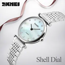 Жіночий класичний годинник Skmei 1223 Shell (Сріблясті з перламутровим циферблатом) - мініатюра 4