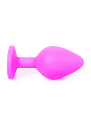 Анальна пробка з кристалом B-Series Silikon Plug Jewellery Pink Medium, 8х3.5 см, рожевий з блакитним - мініатюра 7