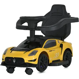 Дитяча каталка-толокар 2 в 1 Bambi M 5106-6 з батьківською ручкою жовтий - мініатюра 6