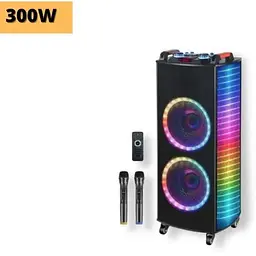 Акумуляторна акустична система XPRO GZ-1010 колонка валіза 300Вт USB SD FM радіо Bluetooth 2 радіомікрофони ДУ (MER-15689) - мініатюра 2
