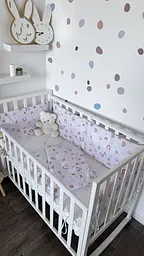 Змінний постільний комплект в дитяче ліжечко 120 x 60 см (наволочка + простирадло + підковдра) BST веселка