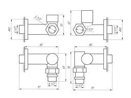Набір кутових кранів Solomon TEN 7777 1/2" з американкою White 30412 - мініатюра 4
