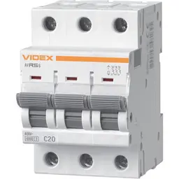 Автоматичний вимикач Videx Resist RS6 3п 20А 6кА С (VF-RS6-AV3C20)
