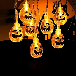 Гірлянда на Геловін Гарбузи 10 led 150 см 3 × 2 см помаранчева - мініатюра 3