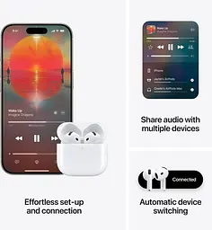 Bluetooth-гарнiтура Apple AirPods 4 (MXP63ZE/A) - мініатюра 4