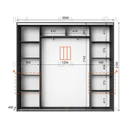 Шафа-купе Idea серія 7 230 x 45 x 210 см Антрацит - мініатюра 2