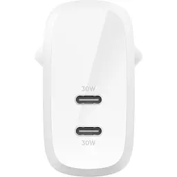 Мережевий зарядний пристрій Belkin Boost Up Charge Pro Dual USB-C 60W White (WCB010VFWH) [158902] - мініатюра 2