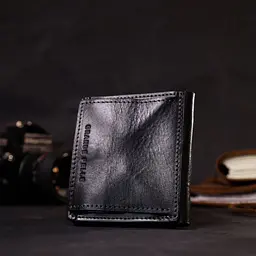 Стильне портмоне з накладною монетницею з натуральної шкіри Grande Pelle 11643 чорний - мініатюра 10