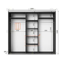 Шафа-купе Idea серія 6 230 x 60 x 210 см Антрацит - мініатюра 2