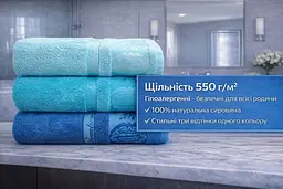 Набір турецьких бамбукових махрових рушників Zeron 3 штуки банні 70х140 Bamboo бірюзовий - мініатюра 3
