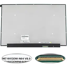 Матриця 16.0" NE160QDM-N64 (2560*1600 40pin(eDP IPS 90Hz) LED SLIM(без планок та вушок) матова роз'єм праворуч внизу) для