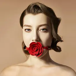 Розкішний кляп у вигляді троянди Zalo - Rose Ball Gag, подвійне використання - мініатюра 6