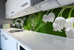 Кухонний фартух Конвалії вінілова наклейка ПВХ лісові Квіти Зелений 60х250 см Happy Pocket Z180605