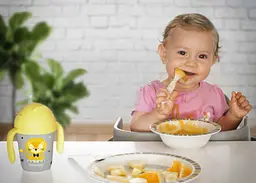 Набір дерев'яного посуду Miniland Naturmeal Leo, сірий з жовтим - мініатюра 8