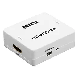 Конвертер перехідник відеосигналу RIAS HDMI до VGA аудіо Mini White (3_00897) - мініатюра 2