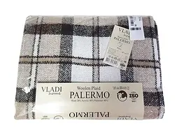 Плед Vladi шерстяной Палермо №4 Crocus бело-песочно-касторовый 140*200 полуторный