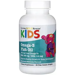 Омега-3 та риб'ячий жир для дітей California Gold Nutrition Kid's Omega-3 Fish Oil смак полуниці 60 желатинових капсул