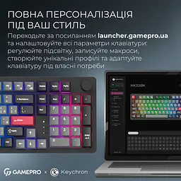 Клавіатура GamePro Asgard Drakkar Keychron Super Red Switch Wireless/Bluetooth/USB Black бездротова (MK305BK) - мініатюра 19