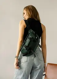 Велика жіноча поясна сумка бананка Sambag DynamicDart зелена 38 × 21 × 7 см (80411007) - мініатюра 3