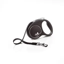 Рулетка Flexi Black Design для собак стрічка розмір S 5 м чорна