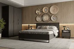 Ліжко двоспальне Moreli Forte F-0010 у стилі Loft на металевих ніжках 1680х980х2126 мм Венге Темний