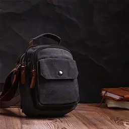 Компактна чоловіча сумка із щільного текстилю Vintage 14,5х19х10,5 см sum0028965 - мініатюра 9
