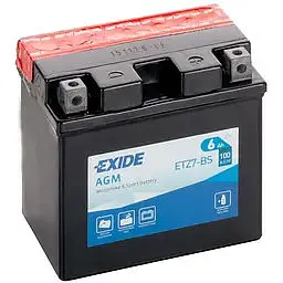 Мото акумулятор EXIDE AGM 6СТ-6Ah АзЕ 12В 100А (EN) ETZ7-BS - мініатюра 2